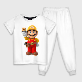 Детская пижама хлопок с принтом Super Mario в Белгороде, 100% хлопок |  брюки и футболка прямого кроя, без карманов, на брюках мягкая резинка на поясе и по низу штанин
 | nintendo | марио | нинтендо
