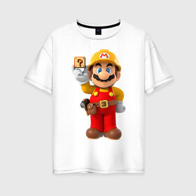 Женская футболка хлопок Oversize с принтом Super Mario в Белгороде, 100% хлопок | свободный крой, круглый ворот, спущенный рукав, длина до линии бедер
 | nintendo | марио | нинтендо