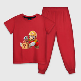 Детская пижама хлопок с принтом Super Mario в Белгороде, 100% хлопок |  брюки и футболка прямого кроя, без карманов, на брюках мягкая резинка на поясе и по низу штанин
 | nintendo | марио | нинтендо
