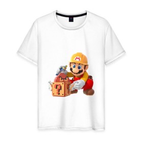 Мужская футболка хлопок с принтом Super Mario в Белгороде, 100% хлопок | прямой крой, круглый вырез горловины, длина до линии бедер, слегка спущенное плечо. | nintendo | марио | нинтендо