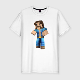 Мужская футболка премиум с принтом Чак Норрис (Minecraft) в Белгороде, 92% хлопок, 8% лайкра | приталенный силуэт, круглый вырез ворота, длина до линии бедра, короткий рукав | norris | майнкрафт