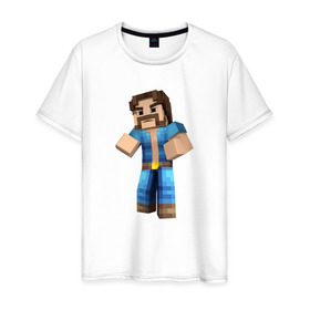 Мужская футболка хлопок с принтом Чак Норрис (Minecraft) в Белгороде, 100% хлопок | прямой крой, круглый вырез горловины, длина до линии бедер, слегка спущенное плечо. | norris | майнкрафт
