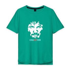 Мужская футболка хлопок Oversize с принтом Мэни Пакьяо в Белгороде, 100% хлопок | свободный крой, круглый ворот, “спинка” длиннее передней части | manny | pacquiao | бокс | мэни | мэнни | пакьяо