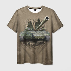 Мужская футболка 3D с принтом Танк в Белгороде, 100% полиэфир | прямой крой, круглый вырез горловины, длина до линии бедер | силовые структуры | танк