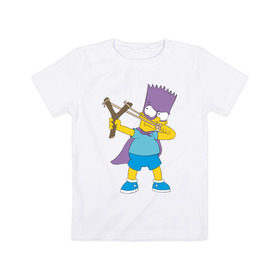 Детская футболка хлопок с принтом Бартмен в Белгороде, 100% хлопок | круглый вырез горловины, полуприлегающий силуэт, длина до линии бедер | бартмен симпсоны simpsons bart