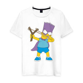 Мужская футболка хлопок с принтом Бартмен в Белгороде, 100% хлопок | прямой крой, круглый вырез горловины, длина до линии бедер, слегка спущенное плечо. | бартмен симпсоны simpsons bart