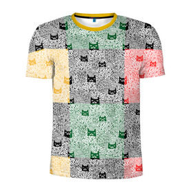 Мужская футболка 3D спортивная с принтом Котики в Белгороде, 100% полиэстер с улучшенными характеристиками | приталенный силуэт, круглая горловина, широкие плечи, сужается к линии бедра | cat | hipster | meow | style | кот | котики | кошка | хипстер | хипстеры
