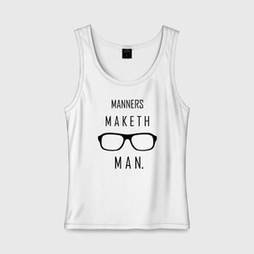 Женская майка хлопок с принтом Kingsman Manners maketh man. в Белгороде, 95% хлопок, 5% эластан |  | kingsman manners maketh man. кингсмен