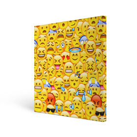 Холст квадратный с принтом Emoji в Белгороде, 100% ПВХ |  | emoji | смайлы | эмоджи