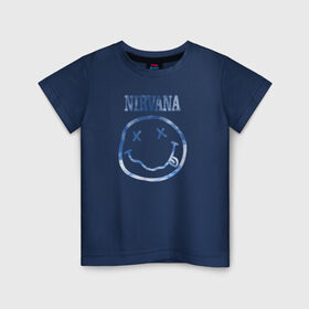 Детская футболка хлопок с принтом Nirvana sky в Белгороде, 100% хлопок | круглый вырез горловины, полуприлегающий силуэт, длина до линии бедер | cobain | kurt | nirvana | кобейн | курт | нирвана