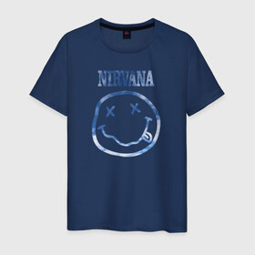 Мужская футболка хлопок с принтом Nirvana sky в Белгороде, 100% хлопок | прямой крой, круглый вырез горловины, длина до линии бедер, слегка спущенное плечо. | cobain | kurt | nirvana | кобейн | курт | нирвана