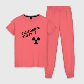 Женская пижама хлопок с принтом Вор плутония в Белгороде, 100% хлопок | брюки и футболка прямого кроя, без карманов, на брюках мягкая резинка на поясе и по низу штанин | 
