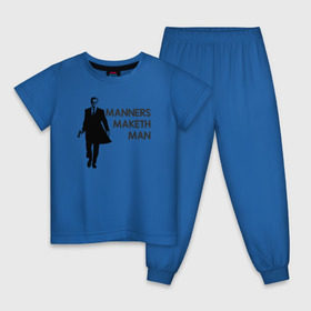 Детская пижама хлопок с принтом Manners Maketh Man в Белгороде, 100% хлопок |  брюки и футболка прямого кроя, без карманов, на брюках мягкая резинка на поясе и по низу штанин
 | Тематика изображения на принте: manners maketh man kingsman кингсман