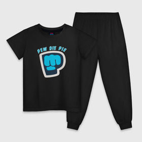 Детская пижама хлопок с принтом Pew Die Pie в Белгороде, 100% хлопок |  брюки и футболка прямого кроя, без карманов, на брюках мягкая резинка на поясе и по низу штанин
 | Тематика изображения на принте: die | pew | pewdiepie | pie