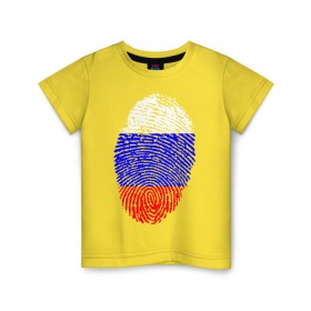 Детская футболка хлопок с принтом Отпечаток Россия в Белгороде, 100% хлопок | круглый вырез горловины, полуприлегающий силуэт, длина до линии бедер | лайк | отпечаток пальца | палец | россия | рука | триколор | флаг