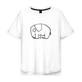 Мужская футболка хлопок Oversize с принтом самодостаточный слоник в Белгороде, 100% хлопок | свободный крой, круглый ворот, “спинка” длиннее передней части | Тематика изображения на принте: слон