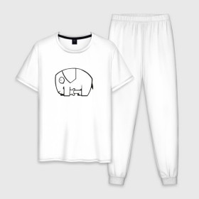 Мужская пижама хлопок с принтом самодостаточный слоник в Белгороде, 100% хлопок | брюки и футболка прямого кроя, без карманов, на брюках мягкая резинка на поясе и по низу штанин
 | Тематика изображения на принте: слон