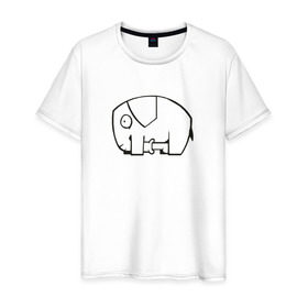 Мужская футболка хлопок с принтом самодостаточный слоник в Белгороде, 100% хлопок | прямой крой, круглый вырез горловины, длина до линии бедер, слегка спущенное плечо. | слон