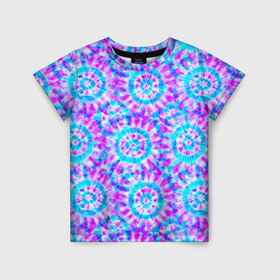 Детская футболка 3D с принтом Tie dye в Белгороде, 100% гипоаллергенный полиэфир | прямой крой, круглый вырез горловины, длина до линии бедер, чуть спущенное плечо, ткань немного тянется | Тематика изображения на принте: tie dye