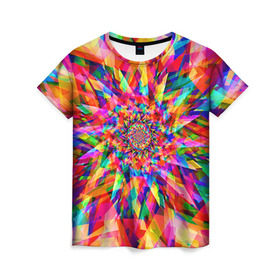 Женская футболка 3D с принтом Tie dye в Белгороде, 100% полиэфир ( синтетическое хлопкоподобное полотно) | прямой крой, круглый вырез горловины, длина до линии бедер | орнамент | узор