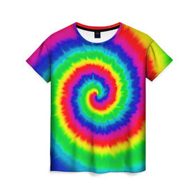 Женская футболка 3D с принтом Tie dye в Белгороде, 100% полиэфир ( синтетическое хлопкоподобное полотно) | прямой крой, круглый вырез горловины, длина до линии бедер | tie dye