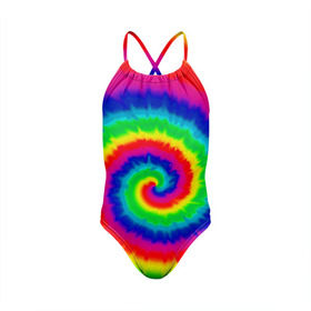 Детский купальник 3D с принтом Tie dye в Белгороде, Полиэстер 85%, Спандекс 15% | Слитный крой, подклад по переду изделия, узкие бретели | Тематика изображения на принте: tie dye