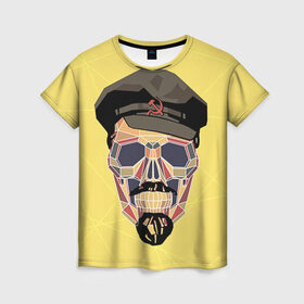 Женская футболка 3D с принтом Полигональный череп Ленина в Белгороде, 100% полиэфир ( синтетическое хлопкоподобное полотно) | прямой крой, круглый вырез горловины, длина до линии бедер | lenin | ильич | ленин | полигональный череп | ретро | ссср | товарищ | череп