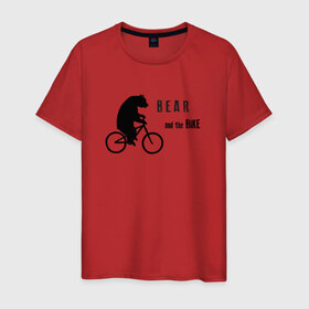 Мужская футболка хлопок с принтом Мишка на велосипеде в Белгороде, 100% хлопок | прямой крой, круглый вырез горловины, длина до линии бедер, слегка спущенное плечо. | 