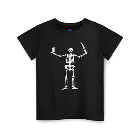 Детская футболка хлопок с принтом Black Sails Pirate Flag в Белгороде, 100% хлопок | круглый вырез горловины, полуприлегающий силуэт, длина до линии бедер | скелет