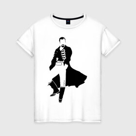 Женская футболка хлопок с принтом Black Sails Pirate в Белгороде, 100% хлопок | прямой крой, круглый вырез горловины, длина до линии бедер, слегка спущенное плечо | пират