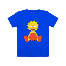 Детская футболка хлопок с принтом Lisa Simpson happy в Белгороде, 100% хлопок | круглый вырез горловины, полуприлегающий силуэт, длина до линии бедер | Тематика изображения на принте: 