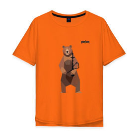 Мужская футболка хлопок Oversize с принтом Медведь Plan B №2 (чёрный) в Белгороде, 100% хлопок | свободный крой, круглый ворот, “спинка” длиннее передней части | planb | кальян | медведь | на макете изображен бурый медведь с кальяном | планб