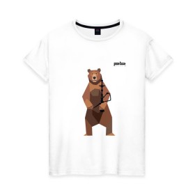 Женская футболка хлопок с принтом Медведь Plan B №2 (чёрный) в Белгороде, 100% хлопок | прямой крой, круглый вырез горловины, длина до линии бедер, слегка спущенное плечо | planb | кальян | медведь | на макете изображен бурый медведь с кальяном | планб