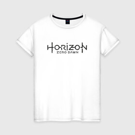 Женская футболка хлопок с принтом Horizon Zero Dawn в Белгороде, 100% хлопок | прямой крой, круглый вырез горловины, длина до линии бедер, слегка спущенное плечо | 