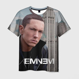 Мужская футболка 3D с принтом Eminem в Белгороде, 100% полиэфир | прямой крой, круглый вырез горловины, длина до линии бедер | Тематика изображения на принте: eminem | music | rap | музыка | реп | эминем