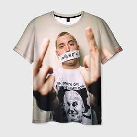 Мужская футболка 3D с принтом Eminem в Белгороде, 100% полиэфир | прямой крой, круглый вырез горловины, длина до линии бедер | eminem | music | rap | музыка | реп | эминем