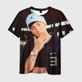Мужская футболка 3D с принтом Eminem в Белгороде, 100% полиэфир | прямой крой, круглый вырез горловины, длина до линии бедер | Тематика изображения на принте: eminem | music | rap | музыка | реп | эминем