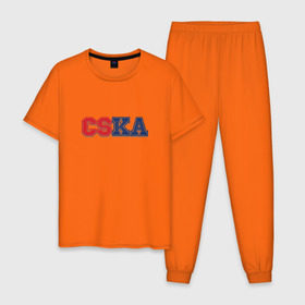 Мужская пижама хлопок с принтом CSKA в Белгороде, 100% хлопок | брюки и футболка прямого кроя, без карманов, на брюках мягкая резинка на поясе и по низу штанин
 | 