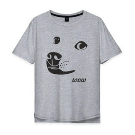 Мужская футболка хлопок Oversize с принтом doge wow в Белгороде, 100% хлопок | свободный крой, круглый ворот, “спинка” длиннее передней части | doge wow собака воу вау дог