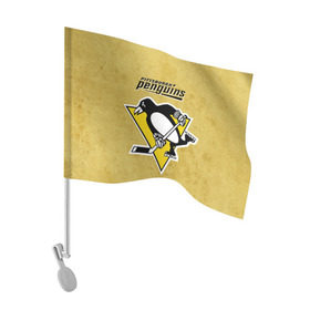 Флаг для автомобиля с принтом Pittsburgh Pinguins в Белгороде, 100% полиэстер | Размер: 30*21 см | nhl | pittsburgh pinguins | спорт | хоккей