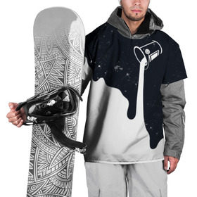 Накидка на куртку 3D с принтом Черно-белый в Белгороде, 100% полиэстер |  | Тематика изображения на принте: брызги | ведро | космос | краска | черно белый