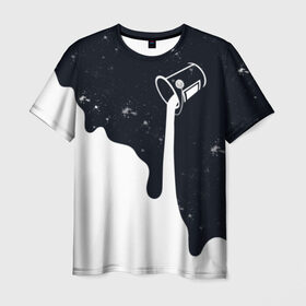 Мужская футболка 3D с принтом Черно-белый в Белгороде, 100% полиэфир | прямой крой, круглый вырез горловины, длина до линии бедер | брызги | ведро | космос | краска | черно белый