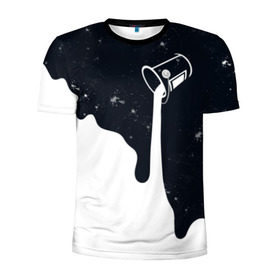 Мужская футболка 3D спортивная с принтом Черно-белый в Белгороде, 100% полиэстер с улучшенными характеристиками | приталенный силуэт, круглая горловина, широкие плечи, сужается к линии бедра | брызги | ведро | космос | краска | черно белый