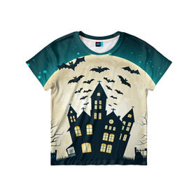 Детская футболка 3D с принтом Хэллоуин. Замок в Белгороде, 100% гипоаллергенный полиэфир | прямой крой, круглый вырез горловины, длина до линии бедер, чуть спущенное плечо, ткань немного тянется | halloween | замок | праздник | тыква | хэллоуин