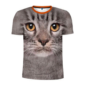 Мужская футболка 3D спортивная с принтом Котик в Белгороде, 100% полиэстер с улучшенными характеристиками | приталенный силуэт, круглая горловина, широкие плечи, сужается к линии бедра | животное | киса | кот | котик | кошка