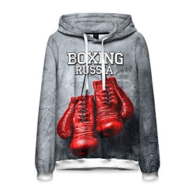 Мужская толстовка 3D с принтом Boxing в Белгороде, 100% полиэстер | двухслойный капюшон со шнурком для регулировки, мягкие манжеты на рукавах и по низу толстовки, спереди карман-кенгуру с мягким внутренним слоем. | boxing | boxing russia | бокс | боксер | перчатки