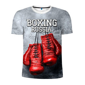 Мужская футболка 3D спортивная с принтом Boxing в Белгороде, 100% полиэстер с улучшенными характеристиками | приталенный силуэт, круглая горловина, широкие плечи, сужается к линии бедра | boxing | boxing russia | бокс | боксер | перчатки