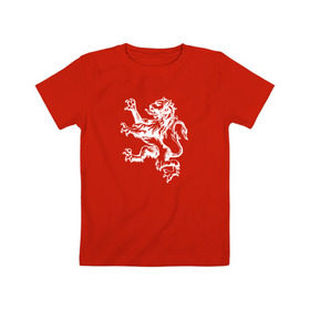 Детская футболка хлопок с принтом Лев в Белгороде, 100% хлопок | круглый вырез горловины, полуприлегающий силуэт, длина до линии бедер | 