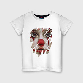 Детская футболка хлопок с принтом Кровавый раскрас в Белгороде, 100% хлопок | круглый вырез горловины, полуприлегающий силуэт, длина до линии бедер | halloween | боди арт | кровь | страшилки | хэллоуин