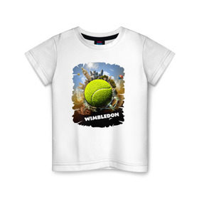 Детская футболка хлопок с принтом Уимблдон (Wimbledon) в Белгороде, 100% хлопок | круглый вырез горловины, полуприлегающий силуэт, длина до линии бедер | wimbledon | англия | большой теннис | великобритания | теннисный мяч | уимблдон